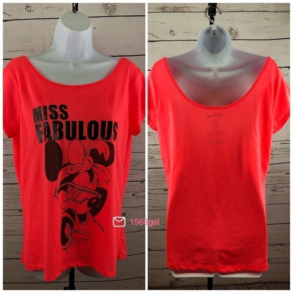 Disney Miss Fabulous Minnie Mouse Shirt XL Neon